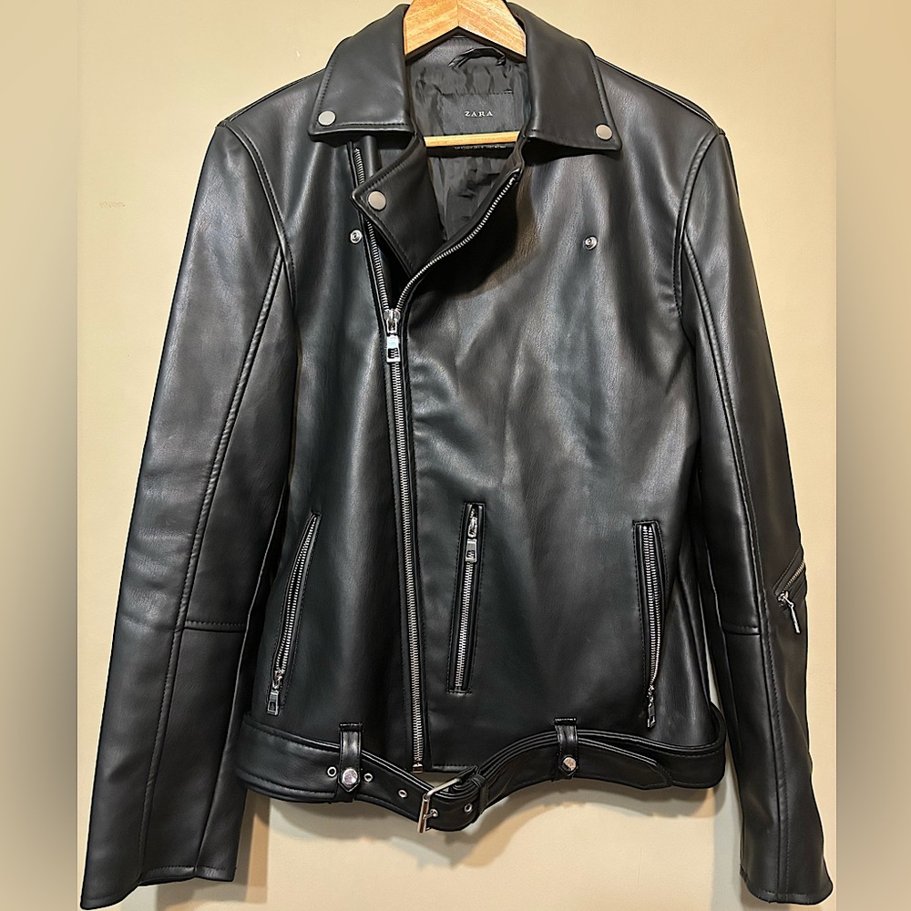 **ZARA Faux Leather Moto Jacket **Flaw, see photo / description